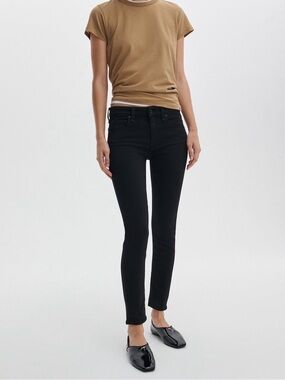 rag & bone| Coal Black Denim Mid-Rise Ankle Skinny Jeans Sz 26